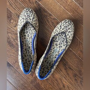 Rothy's Leopard Print Flats with Blue Trim